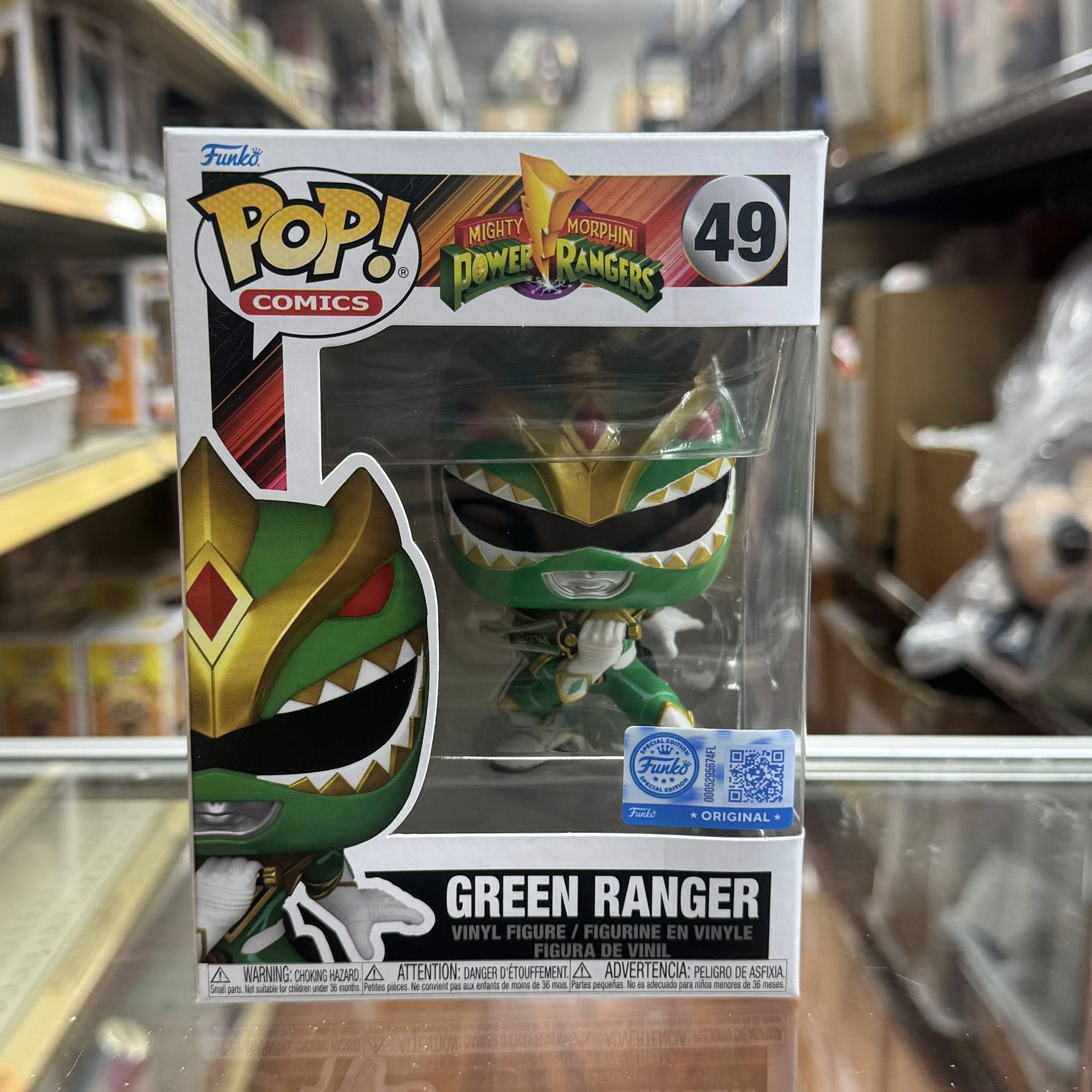 Funko Pop! COMICS Mighty Morphin Power Rangers: GREEN RANGER Vinyl Figure Entertainment Earth Exclusive #49