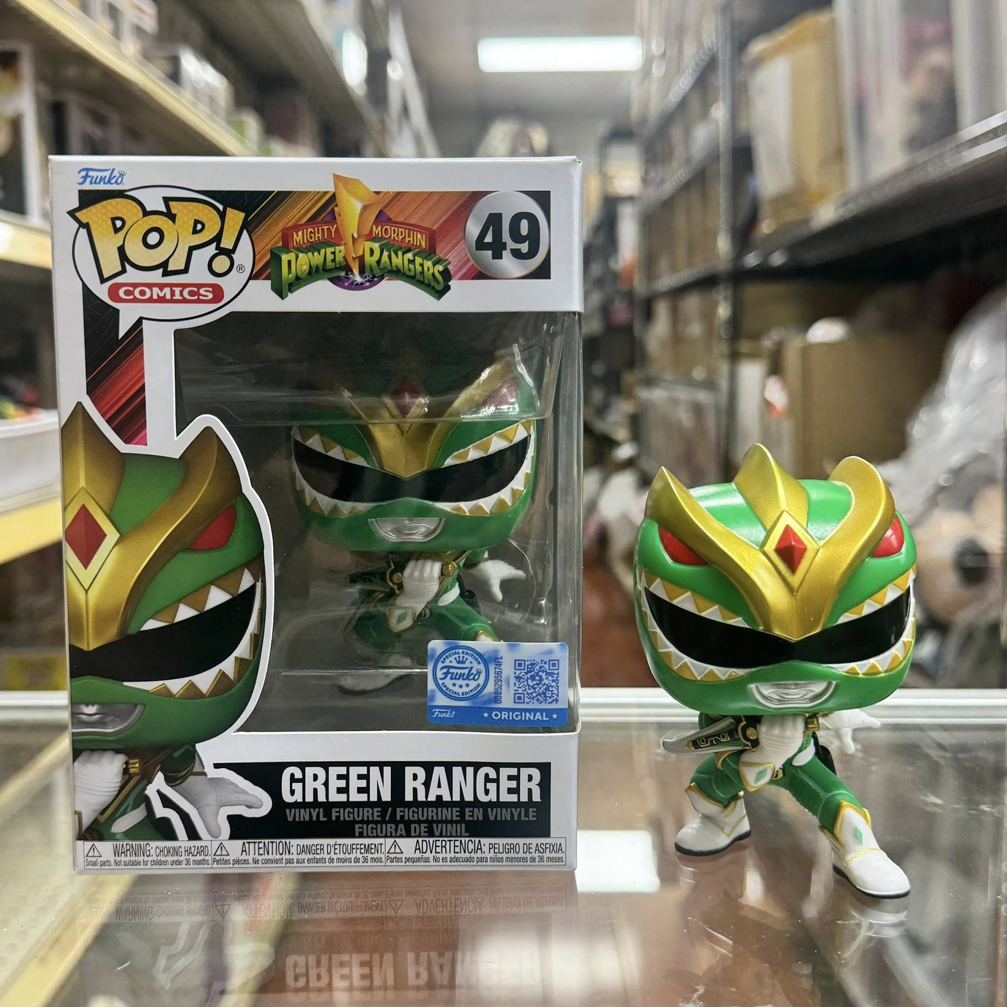 Funko Pop! COMICS Mighty Morphin Power Rangers: GREEN RANGER Vinyl Figure Entertainment Earth Exclusive #49