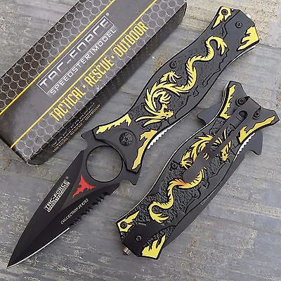 TAC FORCE Gold Dragon Folding Outdoor Tactical Rescue Speedster Pocket Knife