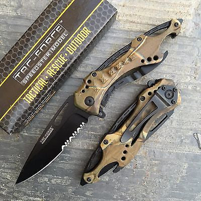 Tac Force Assisted Open Green Camo Tatical Outdoor Hunting Pocket Knife