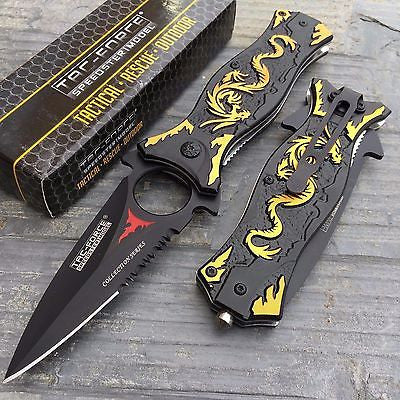 TAC FORCE Gold Dragon Folding Outdoor Tactical Rescue Speedster Pocket Knife