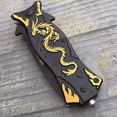 TAC FORCE Gold Dragon Folding Outdoor Tactical Rescue Speedster Pocket Knife