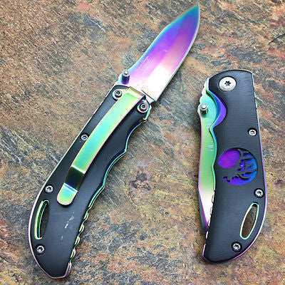 Elk Ridge Small Folding Rainbow Blade Black Handle Gentleman's Pocket Knife