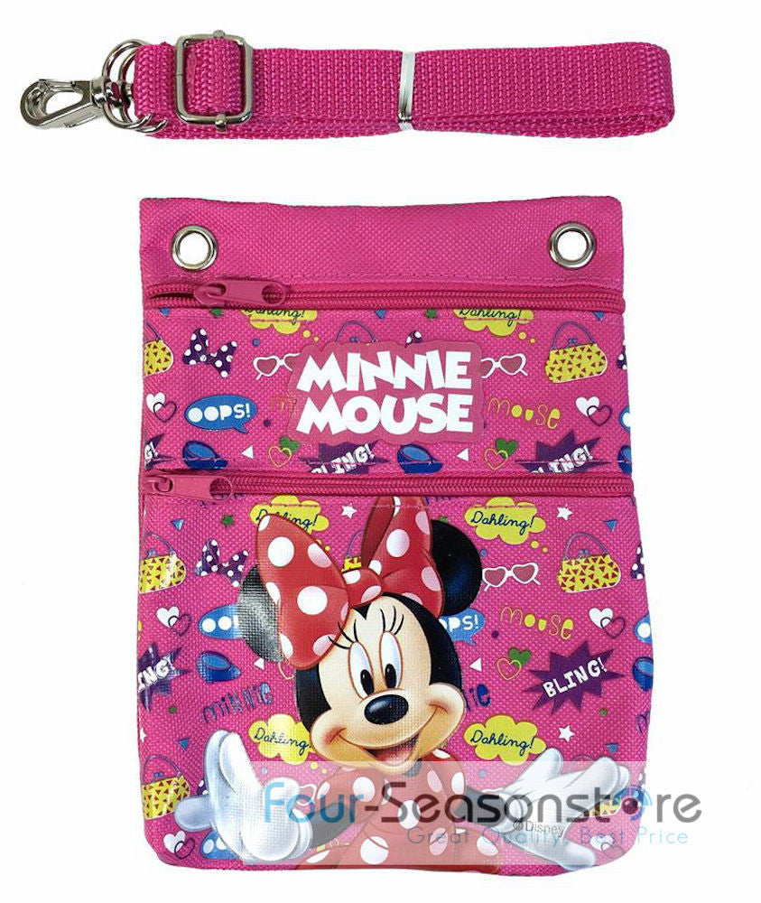 Disney Dark Pink Minnie Mouse Wallet Camera Pouch Bag Purse Shoulder Strap 7.5"