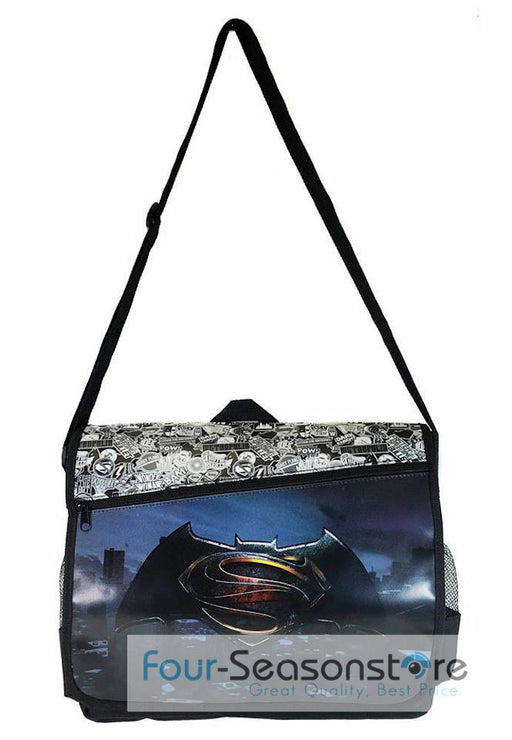 DC Comis Batman vs Superman 16" Large Black Messenger Backpack School Book Bag