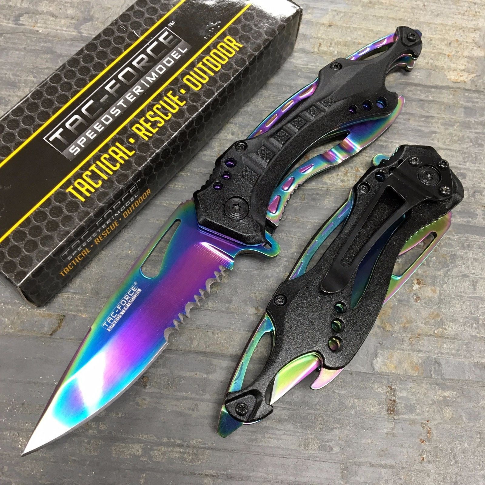 TAC FORCE Spring Open Rainbow Gentleman High Carbon Outdoor Tactical Rescue Pocket Knife