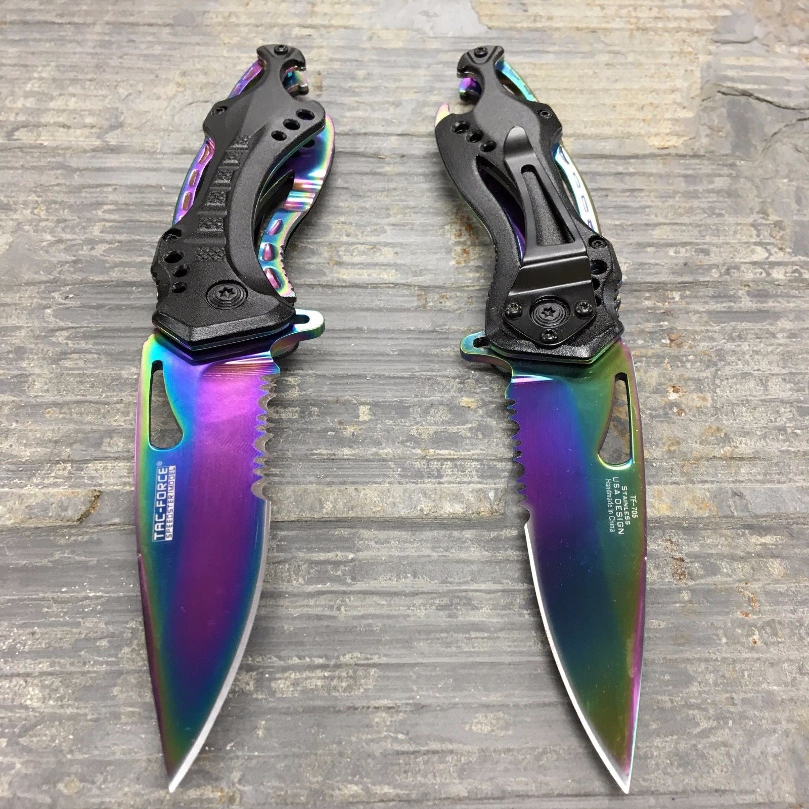 TAC FORCE Spring Open Rainbow Gentleman High Carbon Outdoor Tactical Rescue Pocket Knife