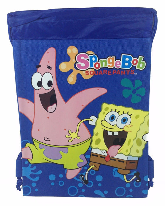 Nickelodeon SpongeBob Squarepants Drawstring Backpack School Blue Sport Gym Bag