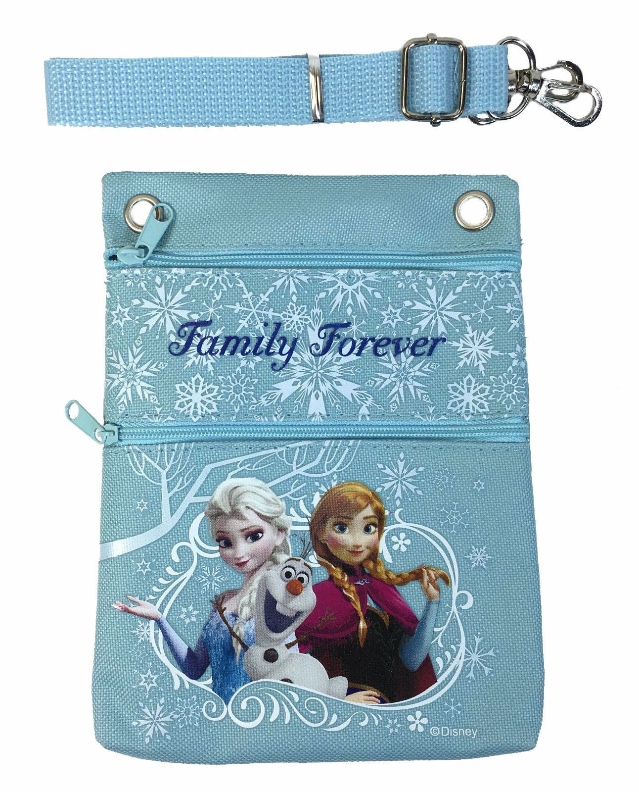 Disney Frozen Blue Elsa Anna Wallet Camera Pouch Bag Purse Shoulder Strap 7.5"
