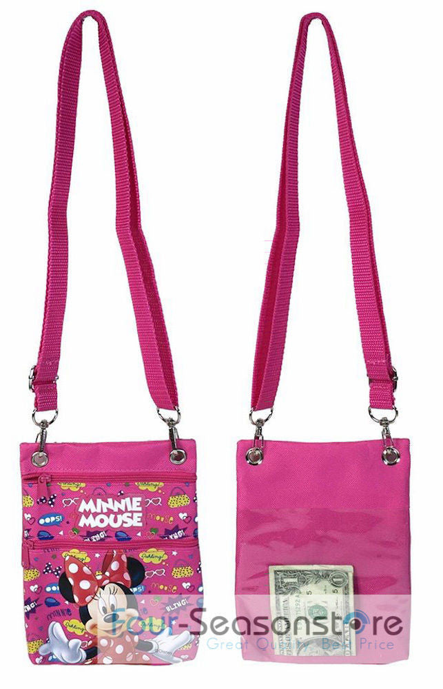 Disney Dark Pink Minnie Mouse Wallet Camera Pouch Bag Purse Shoulder Strap 7.5"