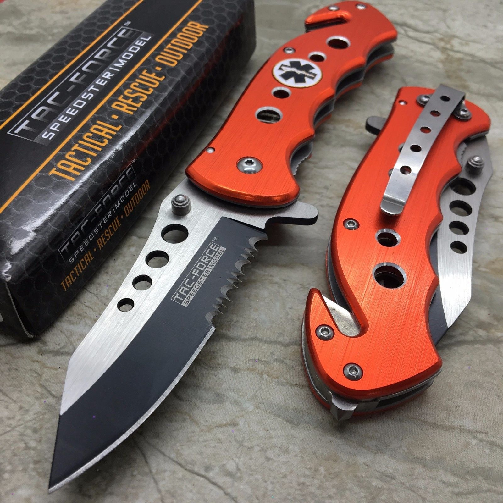 Tac Force Orange Emergency EMT EMS Rescue Handy Medical Pocket Knife
