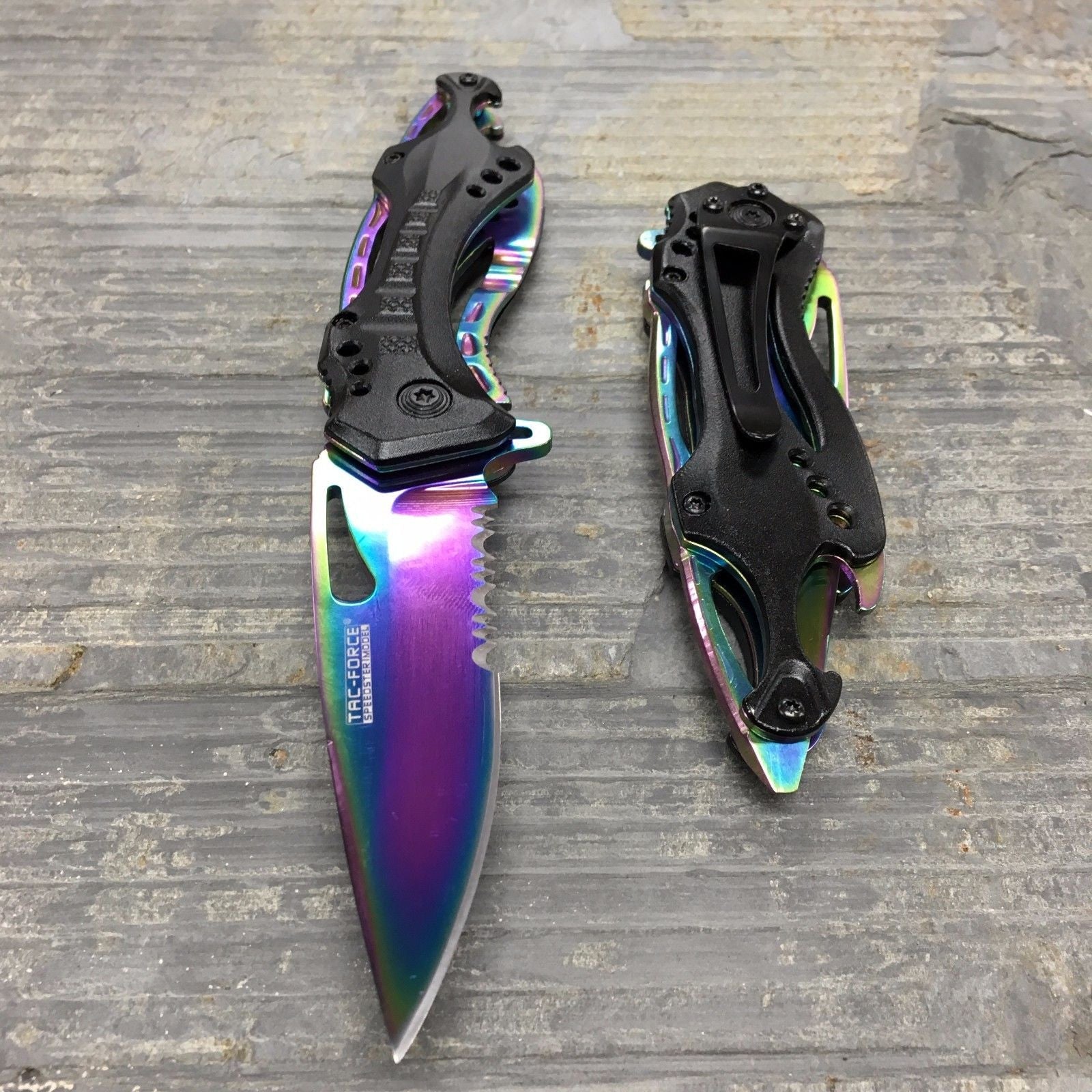 TAC FORCE Spring Open Rainbow Gentleman High Carbon Outdoor Tactical Rescue Pocket Knife