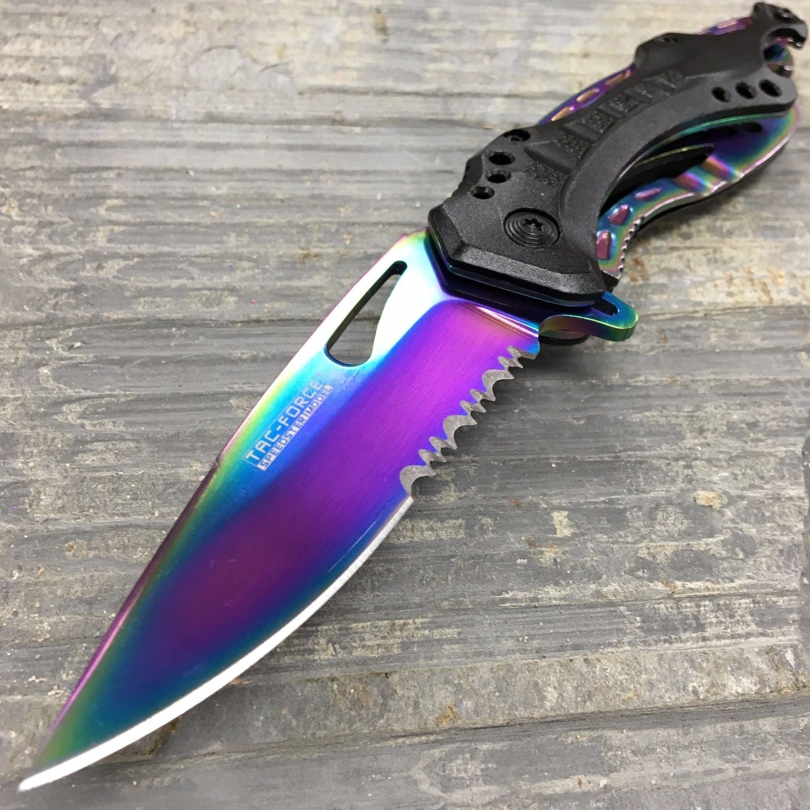 TAC FORCE Spring Open Rainbow Gentleman High Carbon Outdoor Tactical Rescue Pocket Knife