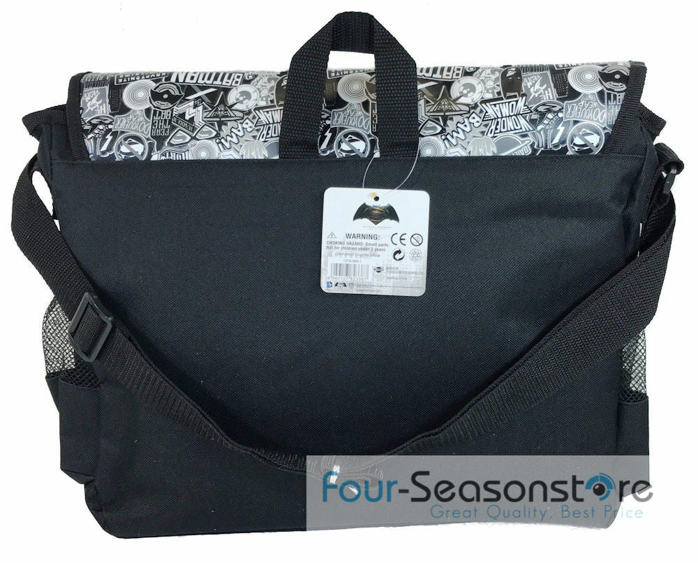 DC Comis Batman vs Superman 16" Large Black Messenger Backpack School Book Bag