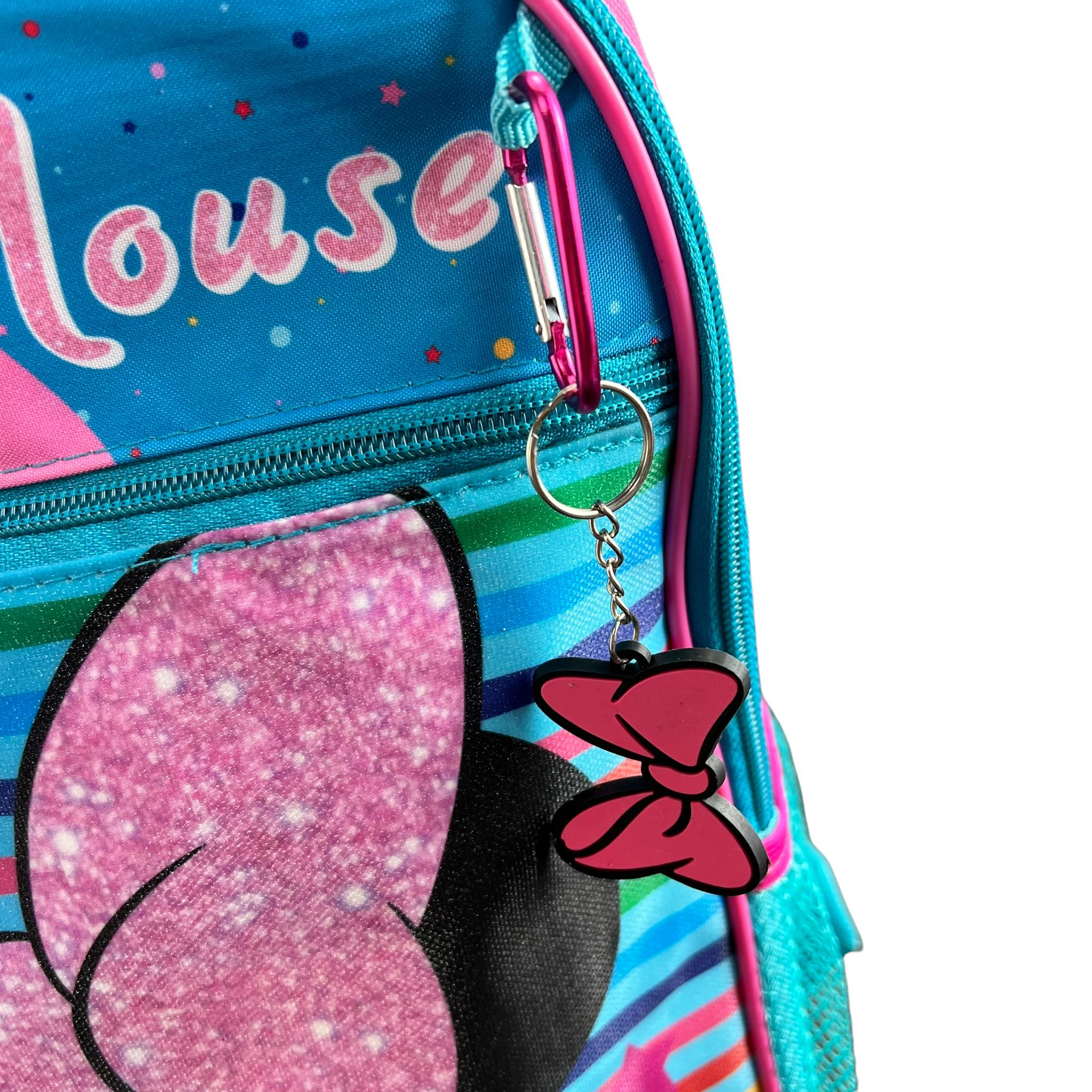 Minnie Mouse Backpack 4PC Set with Lunch Kit, Key Chain & Carabiner