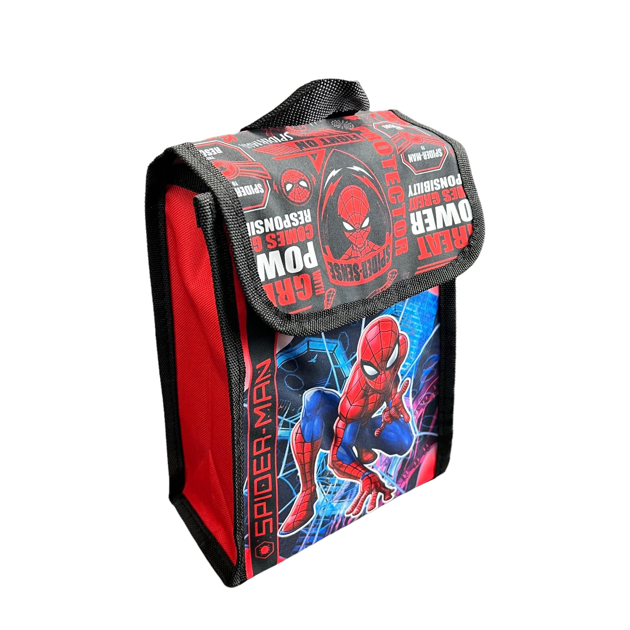 Spider-Man Backpack 4PC Set with Lunch Kit, Key Chain & Carabiner