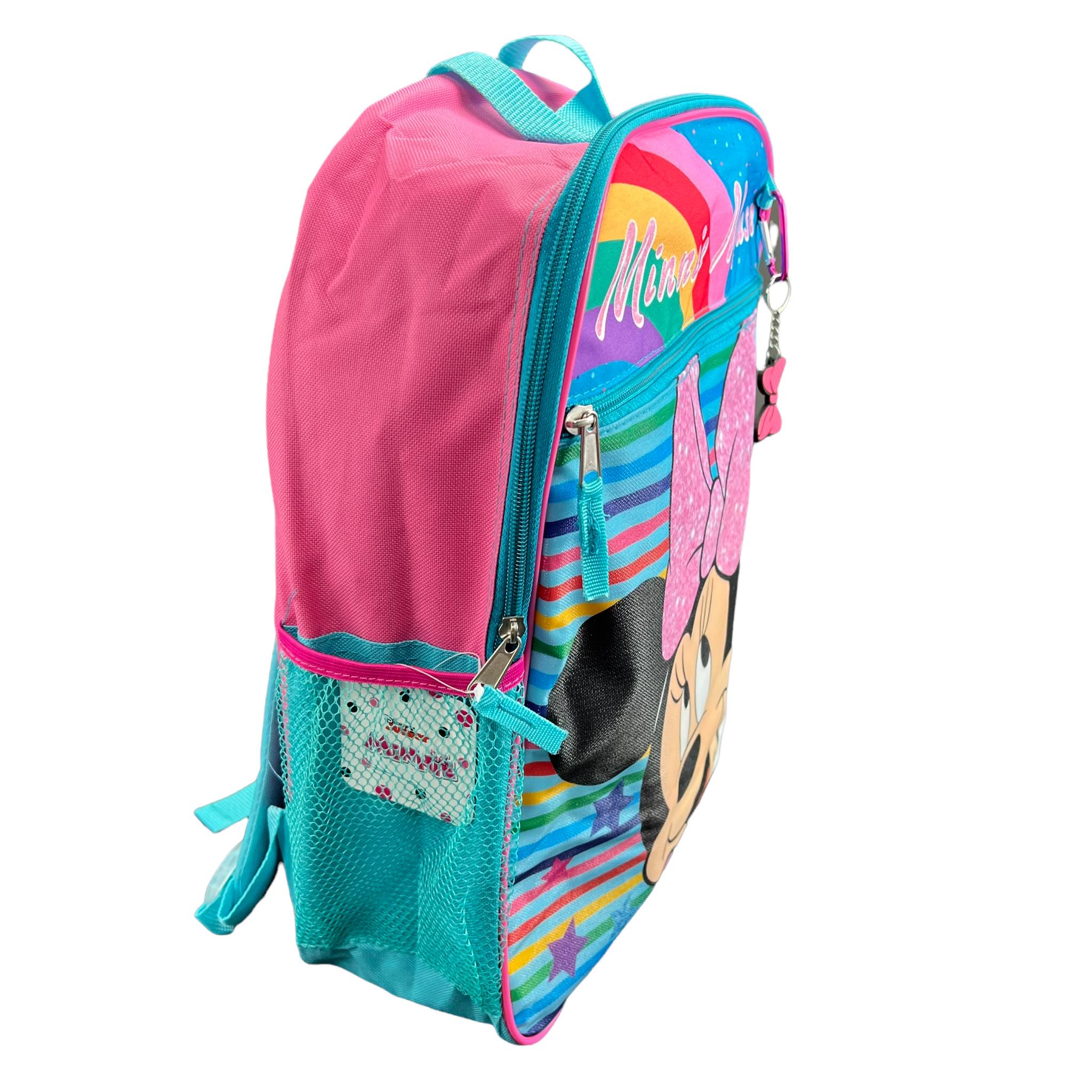 Minnie Mouse Backpack 4PC Set with Lunch Kit, Key Chain & Carabiner