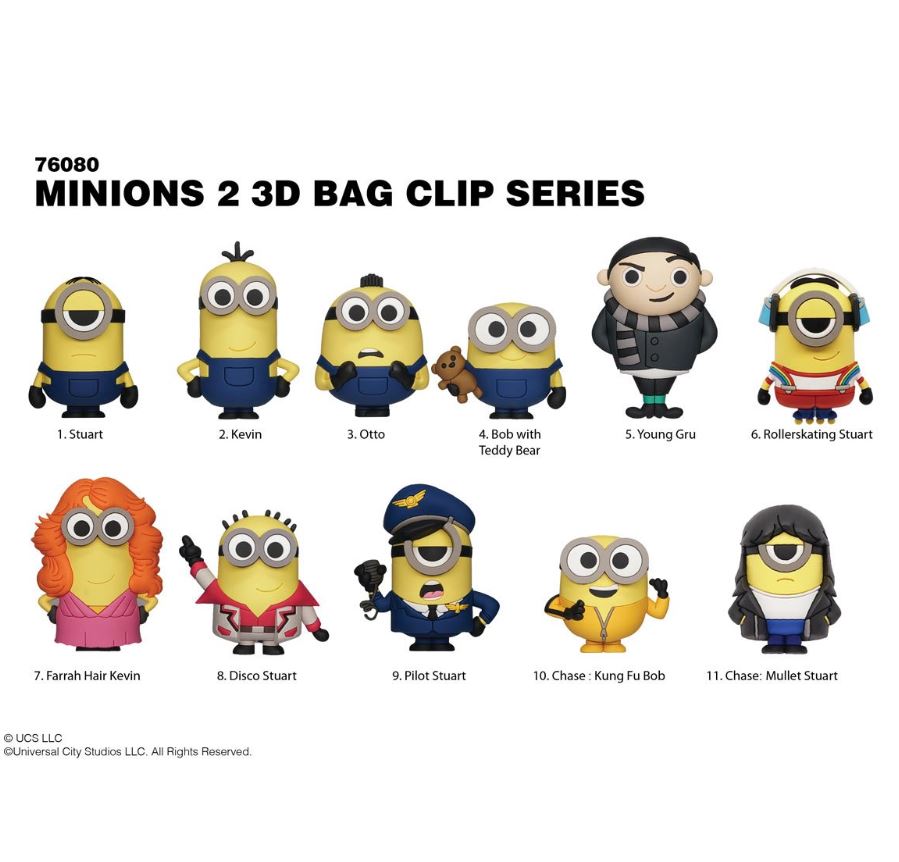 Minions: The Rise of Gru 3D Foam Figural Bag Clip Keyring Blind Bag