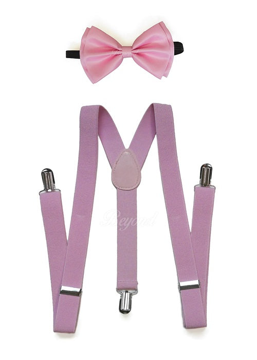 Light Pink Matching Suspender and Bow Tie