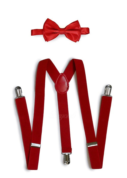 Red Matching Set Suspender and Bow Tie