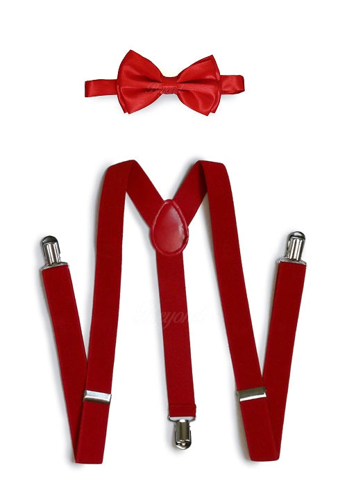 Red Matching Set Suspender and Bow Tie