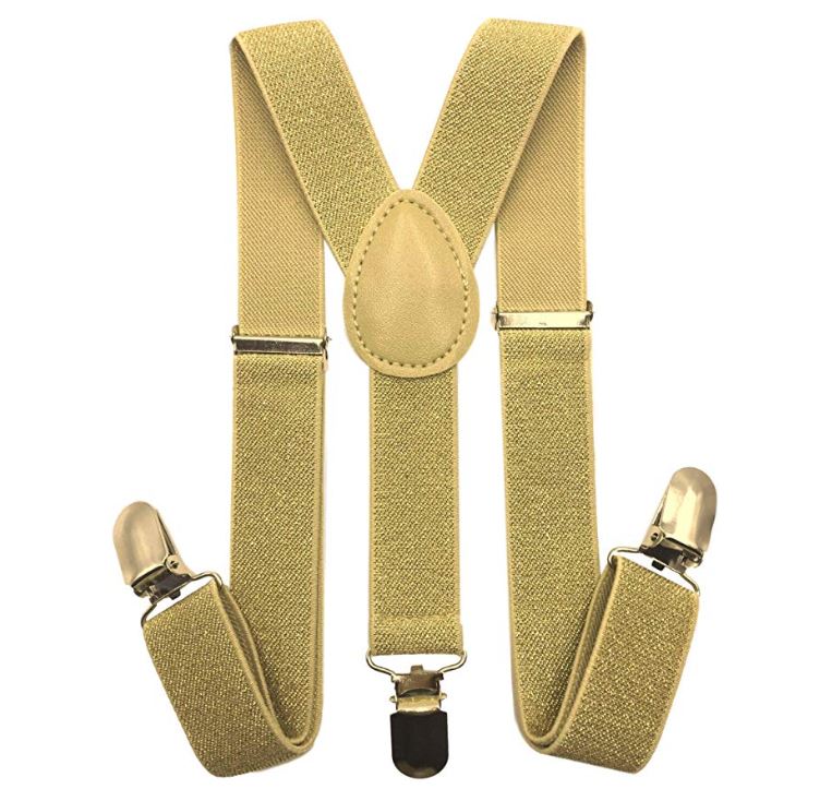 Kids Matching Set - Gold Champagne Toddler Suspender and Bow Tie