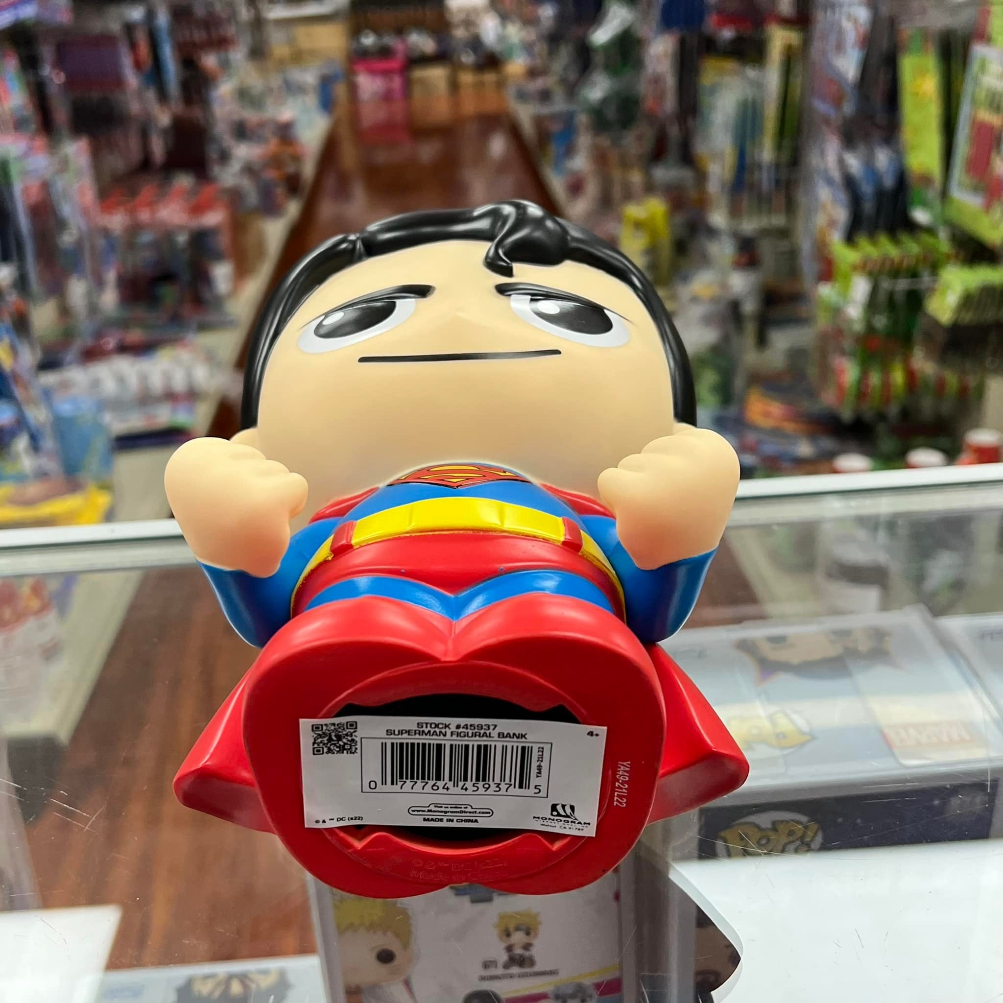 Monogram Superman Cute PVC Figural Bust Bank for Coins 9"x 7"x 5"