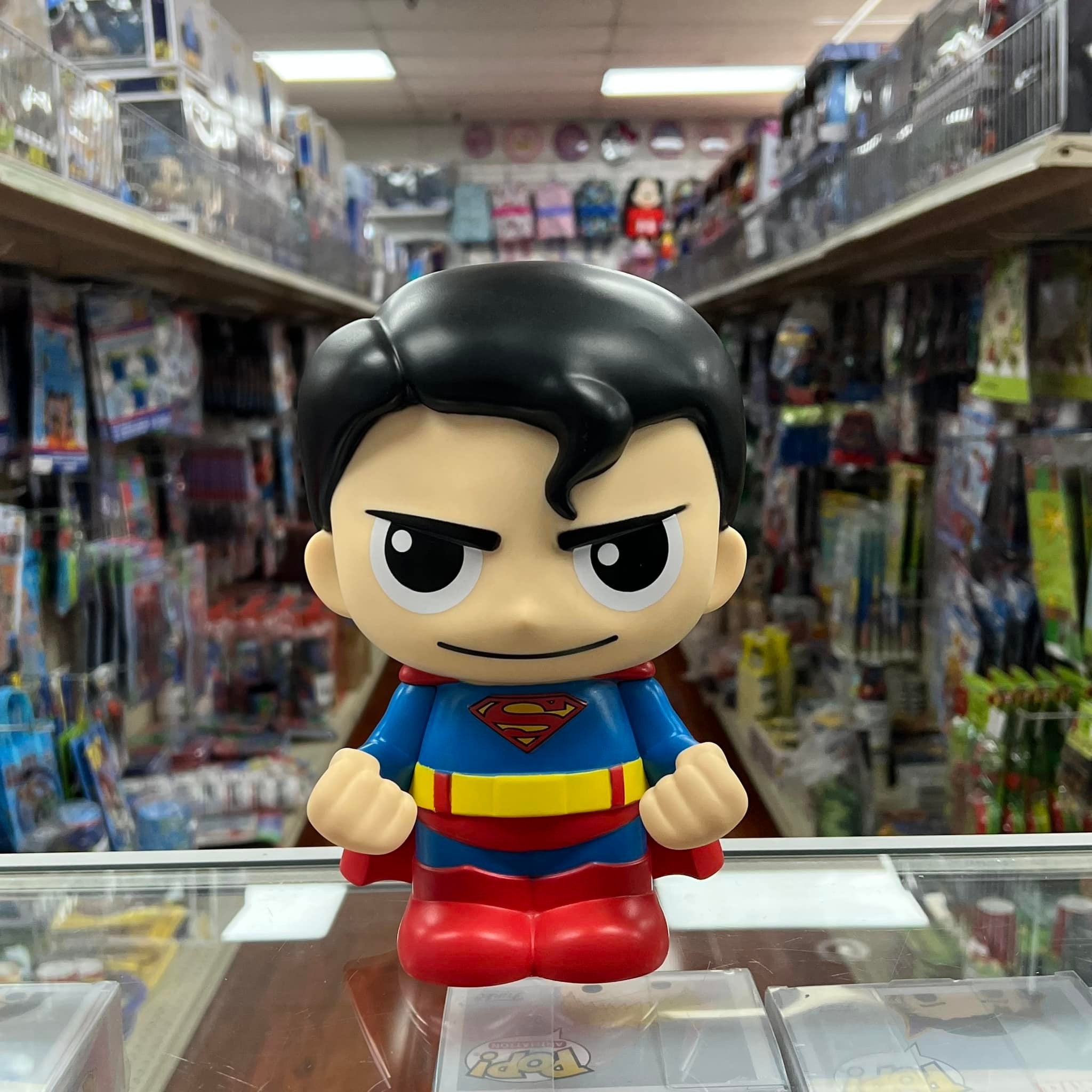 Monogram Superman Cute PVC Figural Bust Bank for Coins 9"x 7"x 5"