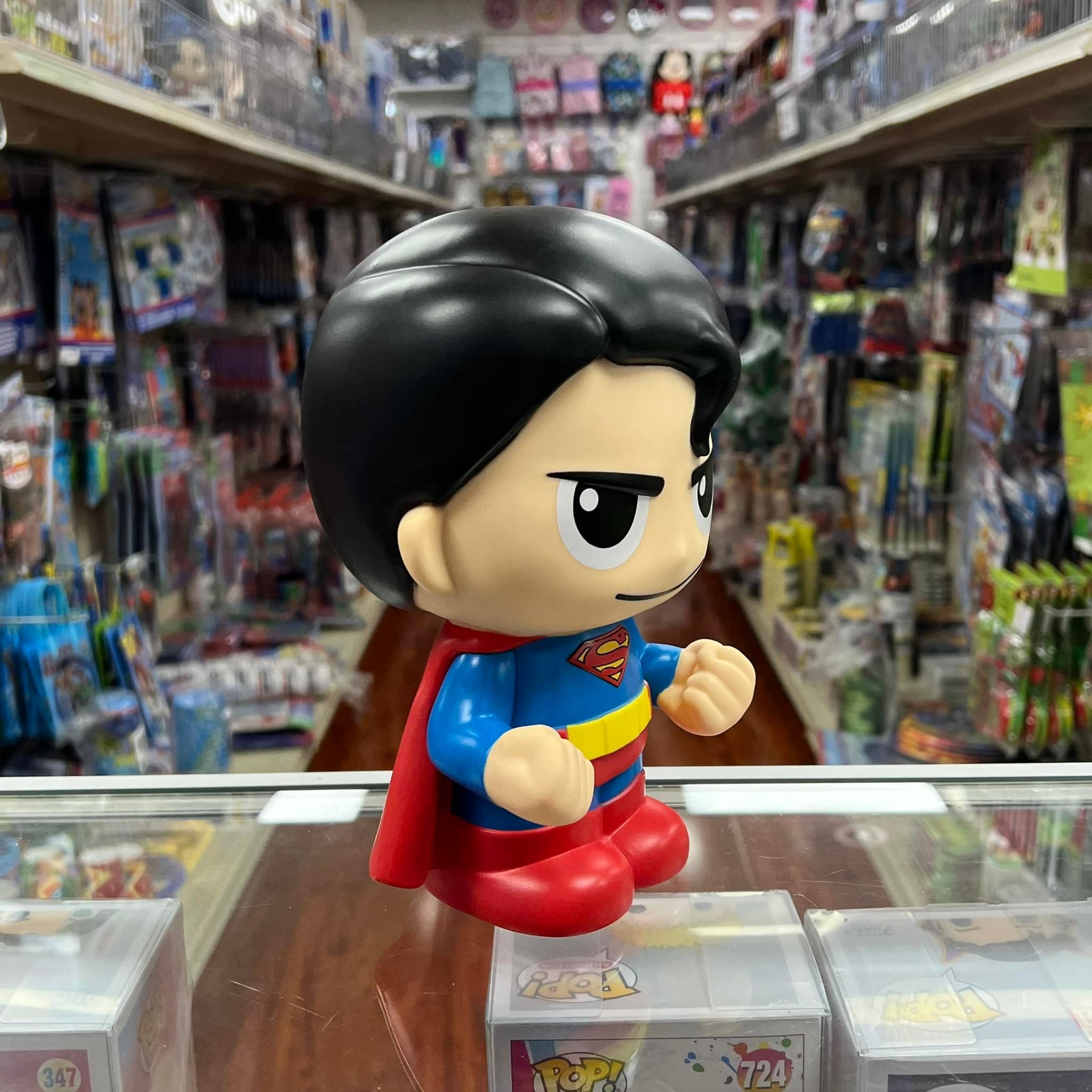 Monogram Superman Cute PVC Figural Bust Bank for Coins 9"x 7"x 5"