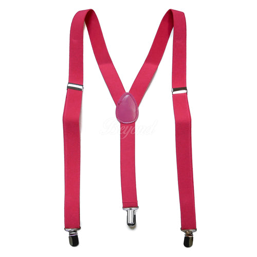 Neon Pink Matching Set Suspender and Bow Tie