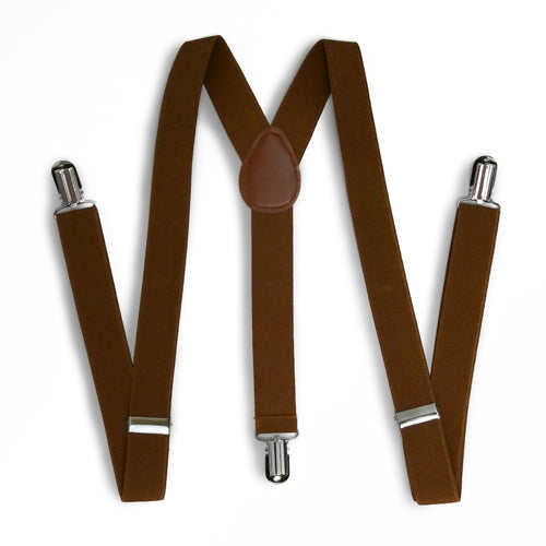 Brown Matching Set Suspender and Bow Tie