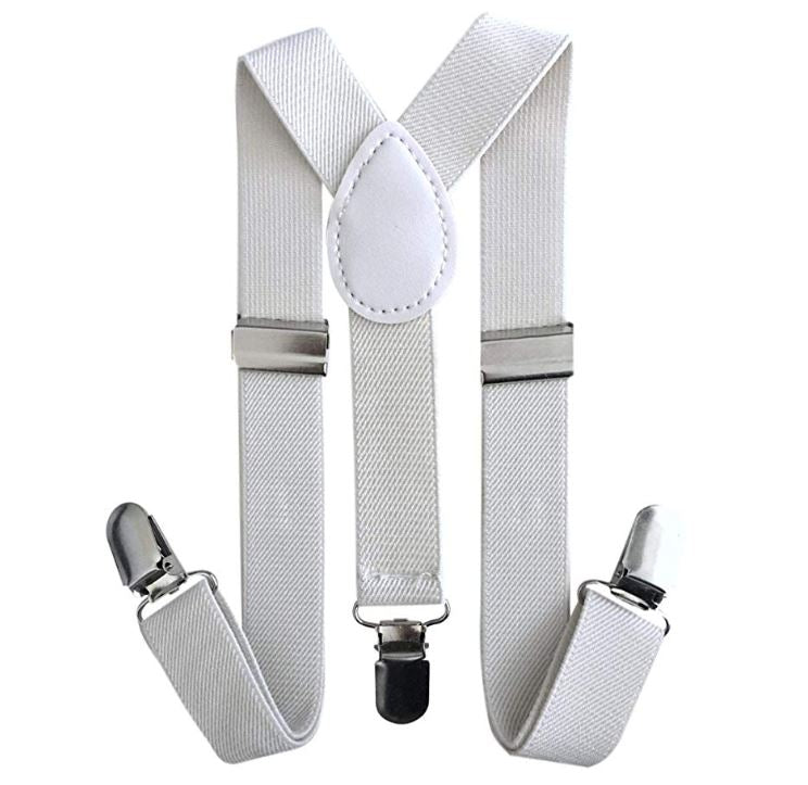 Kids Matching Set - White Toddler Suspender and Bow Tie