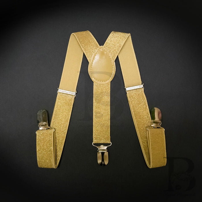 Kids Toddler Soft Metallic Gold Matching Set Suspender and Bow Tie