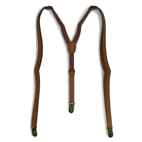 Light Brown Skinny Leather Suspender