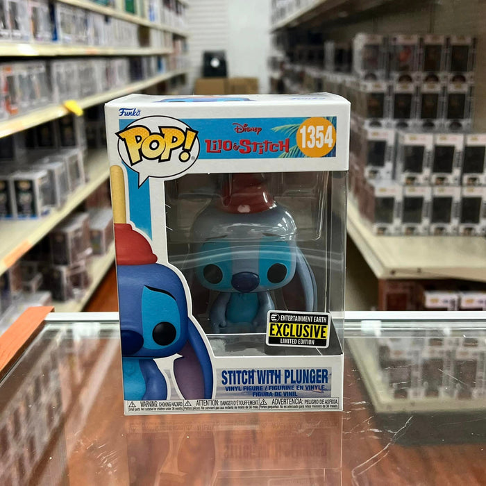 FUNKO POP! Stitch With Plunger #1354 Limited Edition Vinyl figure Entertainment Earth Exclusive