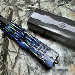8.75" SNAKE EYE TACTICAL BLUE CAMO SPRING ASSIST KNIFE WITH GLASS BREAKER