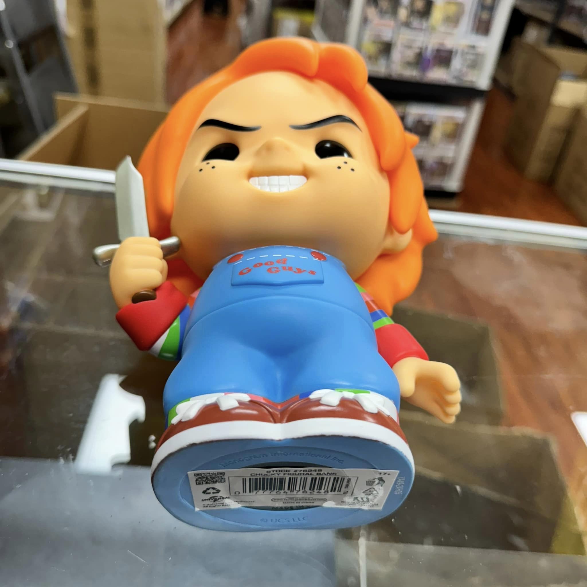 MONOGRAM 9" CHUCKY HALLOWEEN Figural Coin Bank