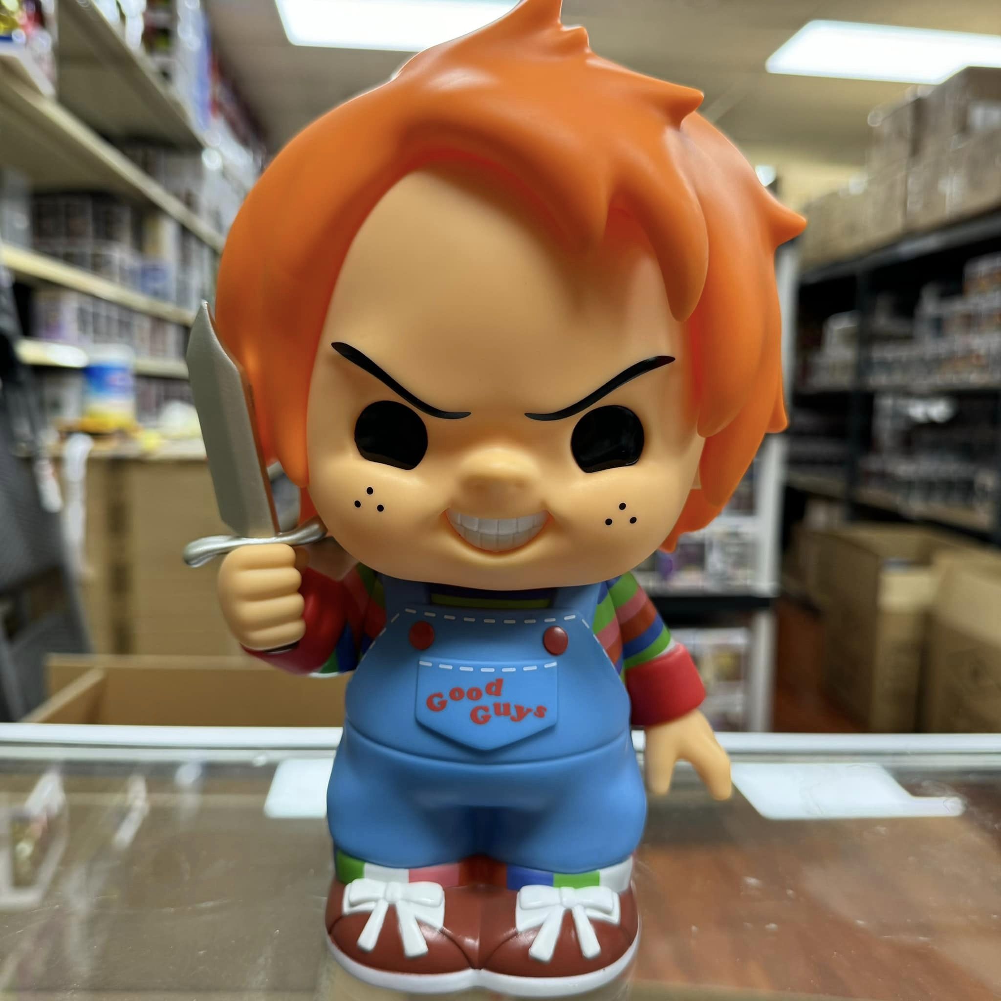 MONOGRAM 9" CHUCKY HALLOWEEN Figural Coin Bank