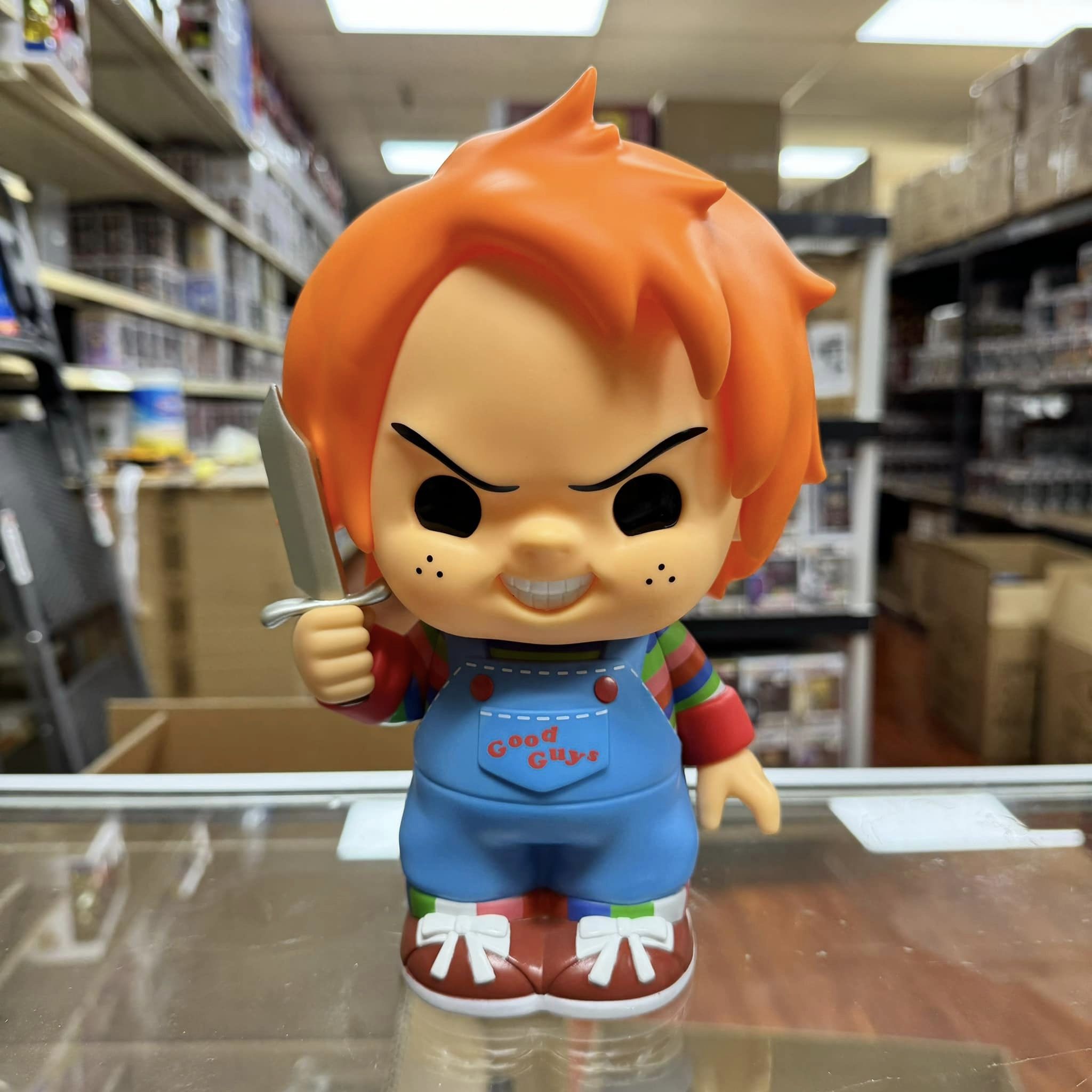 MONOGRAM 9" CHUCKY HALLOWEEN Figural Coin Bank