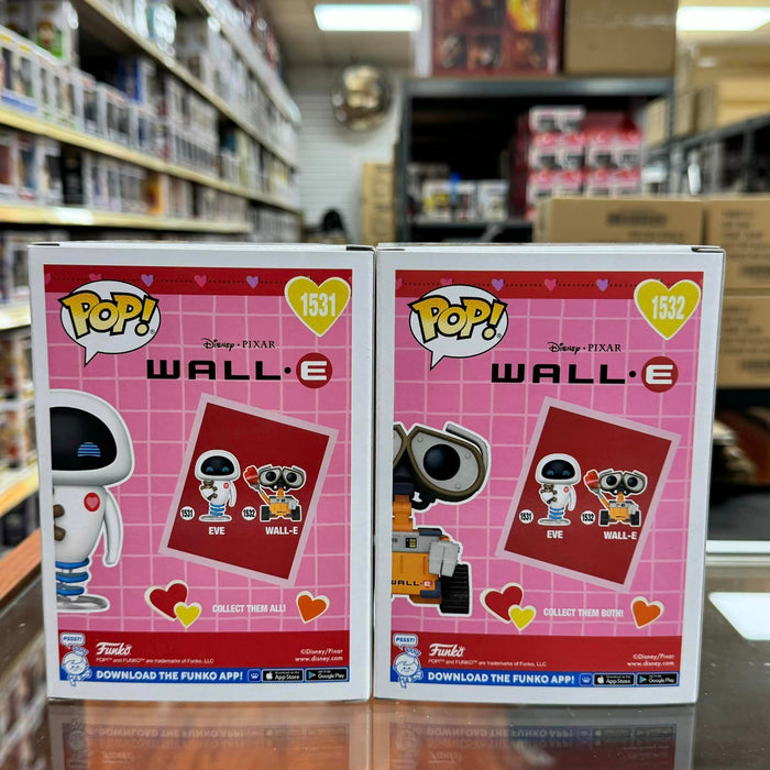 Funko Pop! DISNEY WALL-E Valentines Wall E & Eve 2x Vinyl Figure #1531 & #1532