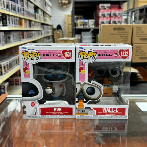 Funko Pop! DISNEY WALL-E Valentines Wall E & Eve 2x Vinyl Figure #1531 & #1532