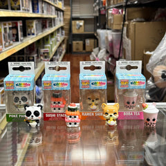 Funko POP! Set of 4 Keychain: Kawaii Foodie Sushi Stack, Boba Tea, Poke Panda & Ramen Shiba Novelty Keyring - Collectable Mini Figure