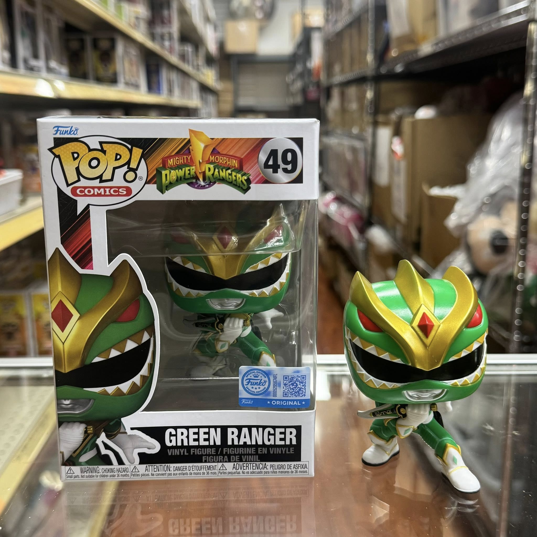 Funko Pop! COMICS Mighty Morphin Power Rangers: GREEN RANGER Vinyl Figure Entertainment Earth Exclusive #49