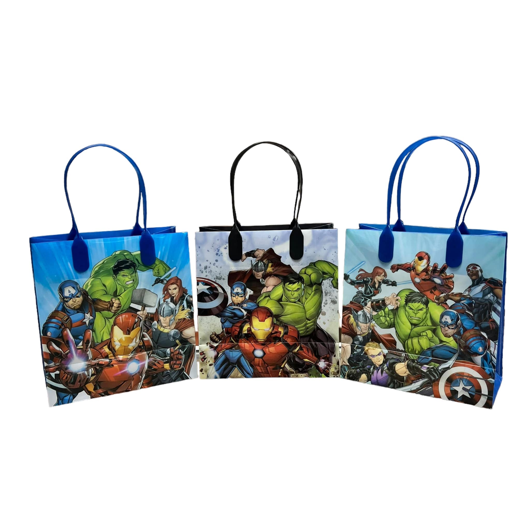 Marvel Avengers Party Favor Treat Bags with Handles, Superhero Candy Bags for Birthday Party, Party Supply Decorations Pack of 12