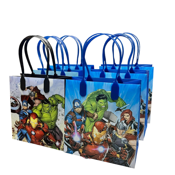 Marvel Avengers Party Favor Treat Bags with Handles, Superhero Candy Bags for Birthday Party, Party Supply Decorations Pack of 12