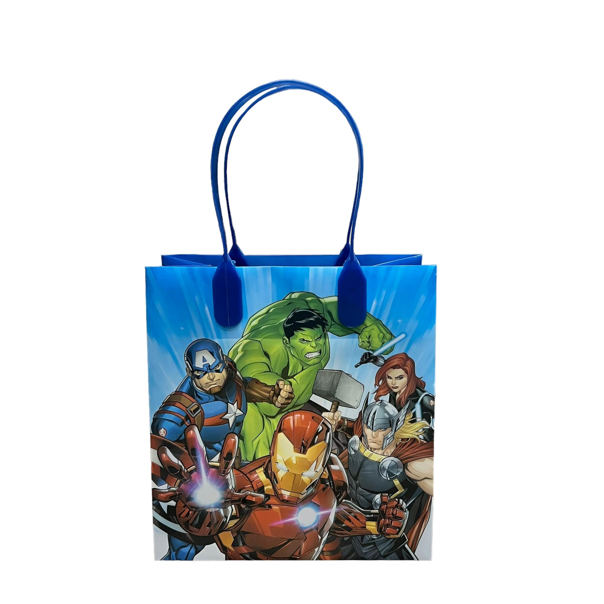 Marvel Avengers Party Favor Treat Bags with Handles, Superhero Candy Bags for Birthday Party, Party Supply Decorations Pack of 12