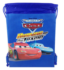 DISNEY CARS MC QUEEN DRAWSTRING STRING BACKPACK SCHOOL SPORT GYM TOTE BAG (BLUE)