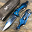 M-Tech Spring Assisted Blue/Silver Aluminum Tactical Rescue Pocket Hunting Knife