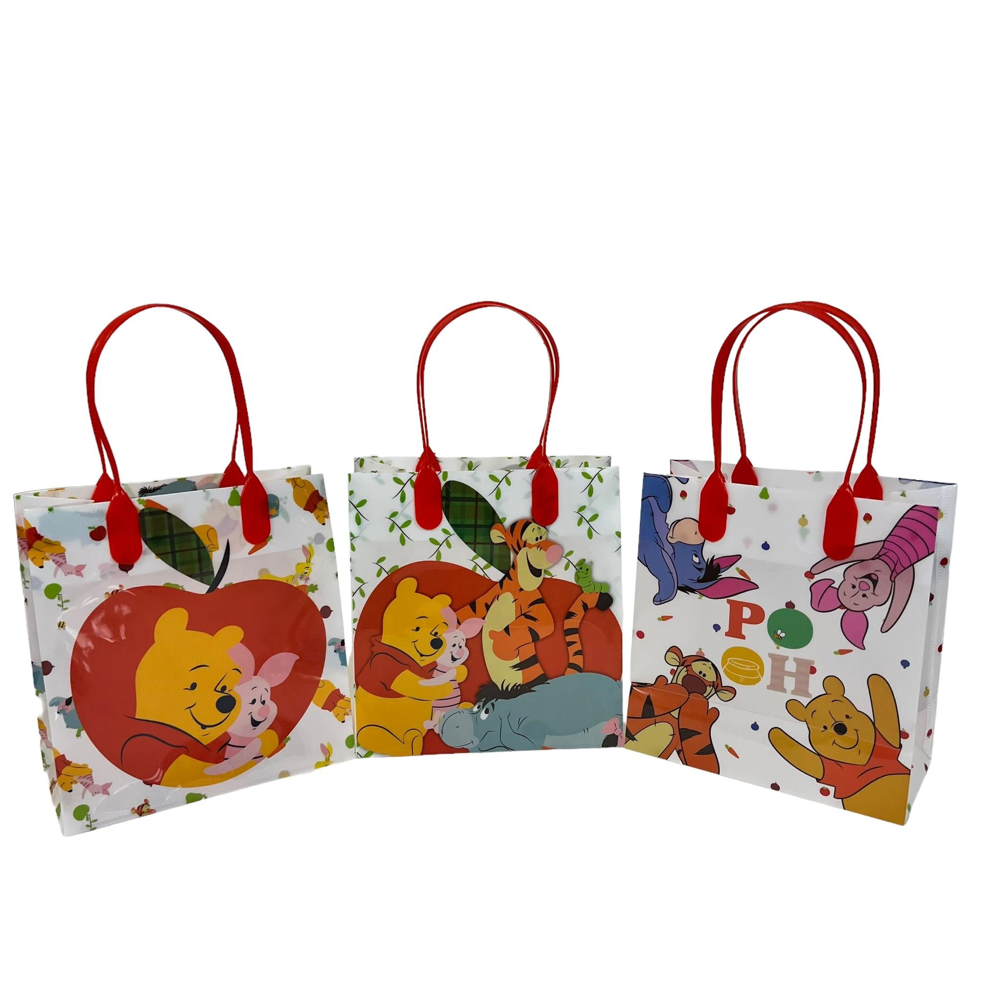 Disney Winnie The Pooh & Friends Party Favor Treat Bags with Handles, Disney Candy Bags for Birthday Party, Party Supply Decorations Pack of 12