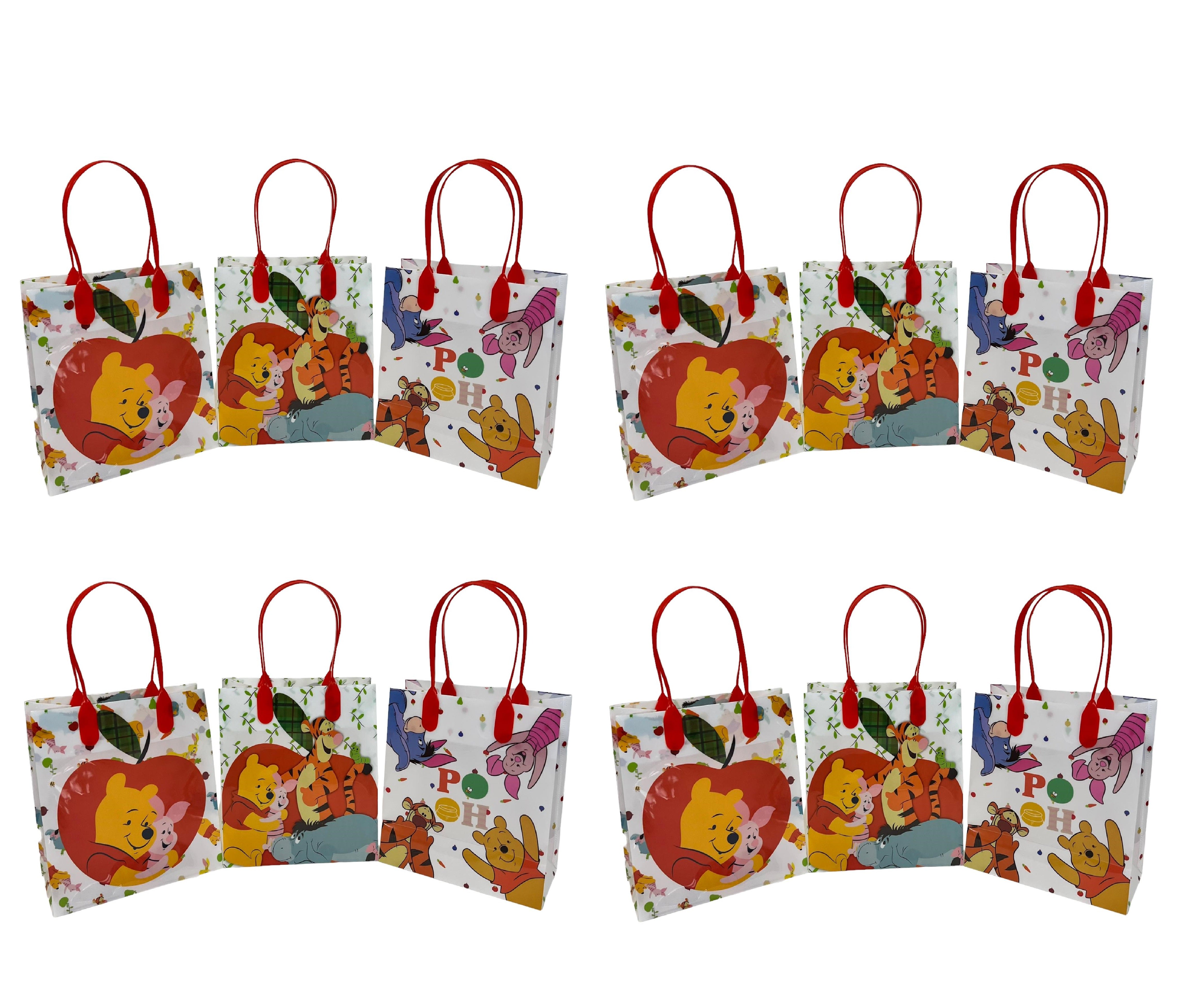 Disney Winnie The Pooh & Friends Party Favor Treat Bags with Handles, Disney Candy Bags for Birthday Party, Party Supply Decorations Pack of 12